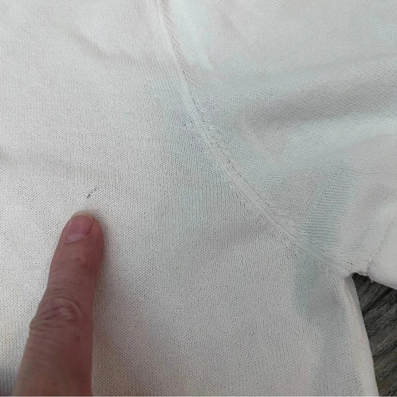 PATRIZIA LUCA MILANO long embroidered sleeve sheer waist - cream top size XL - Picture 9 of 14